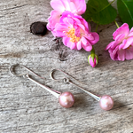 Pink 10mm Cultured Pearl Sterling Silver Dangle Earrings copyright chisholm trail designs 2025