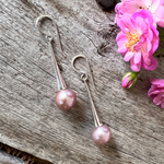Pink 10mm Cultured Pearl Sterling Silver Dangle Earrings copyright chisholm trail designs 2025