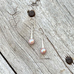 Pink 10mm Cultured Pearl Sterling Silver Dangle Earrings copyright chisholm trail designs 2025