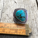 Cripple Creek Turquoise Cabochon Sterling Silver Ring Size 8.5