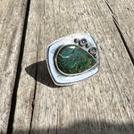 Green Druzy Teardrop Cabochon Sterling Silver Ring Size 8.5