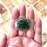 Green Druzy Teardrop Sterling Silver Ring