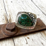 Green Druzy Teardrop Sterling Silver Ring