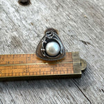 Sterling Silver White Freshwater Pearl Cabochon Sterling Silver Ring Size 8.5