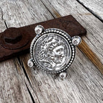 Alexander the Great  Coin Ring with Clear Cubic Zirconia