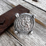 Alexander the Great  Coin Ring with Clear Cubic Zirconia