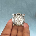 Alexander the Great  Coin Ring with Clear Cubic Zirconia