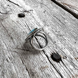 Kingman Turquoise Oval Cabochon Argentium Ring Size 9