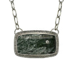 Seraphinite Angel Stone Necklace Set in Argentium Silver copyright chisholm trail designs 2025