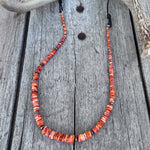 Spiny Oyster Graduated Rondelles and Navajo Pearls Necklace copyrigt chisholm trail designs 2025