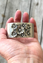Sterling Silver Five Petal Flower Garden Cuff Bracelet copyright chisholm trail designs 2025