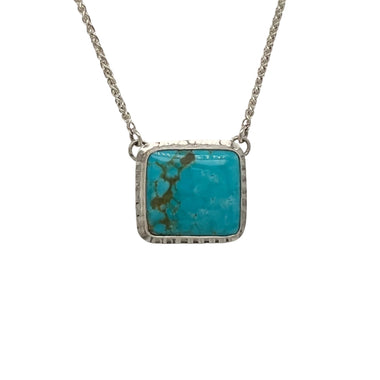 Sterling Silver Kingman Turquoise Petite Rectangular Necklace copyright chisholm trail designs 2025