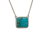Sterling Silver Kingman Turquoise Petite Rectangular Necklace copyright chisholm trail designs 2025