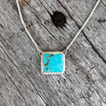 Sterling Silver Kingman Turquoise Petite Rectangular Necklace copyright chisholm trail designs 2025