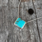Sterling Silver Kingman Turquoise Petite Rectangular Necklace copyright chisholm trail designs 2025