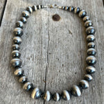 Sterling Silver Navajo Pearl Necklace with Alternating Sized Beads copyright chisholm trail designs 2025