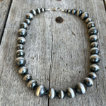 Sterling Silver Navajo Pearl Necklace with Alternating Sized Beads copyright chisholm trail designs 2025