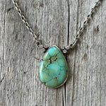 Sterling Silver Teardrop Shape Turquoise Necklace copyright chisholm trail designs 2025