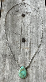 Sterling Silver Teardrop Shape Turquoise Necklace copyright chisholm trail designs 2025