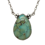 Sterling Silver Teardrop Shape Turquoise Necklace copyright chisholm trail designs 2025