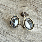 Sterling Silver White Buffalo Shadow Box Style Earrings