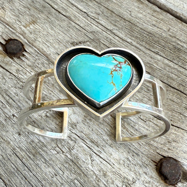 Kingman Heart Sterling Silver Cuff Bracelet