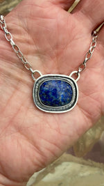 Sterling Silver Faceted Denim Lapis Lazuli Neckace 16"