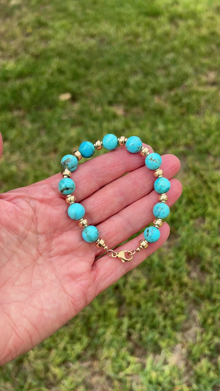 Turquoise Bracelet with 14k Gold Beads