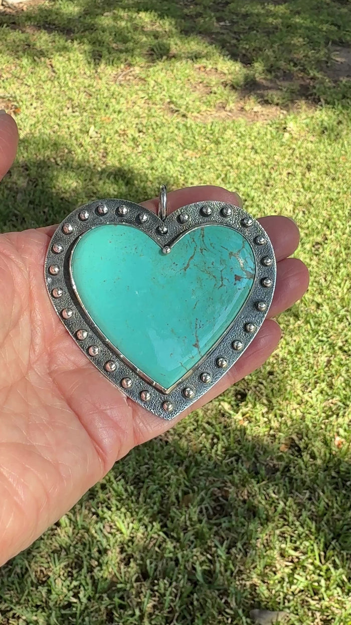 Big Heart Shaped Kingman Turquoise Pendant