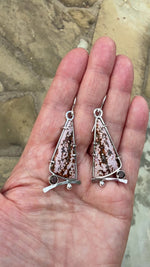 Ocean Jasper Druzy Dangle Earrings with Faceted Smokey Quartz Accent
