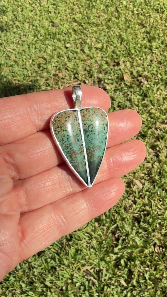 Morning Dew Jasper Split Heart Pendant