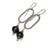 Chisholm Trail Designs Argentium Oval Twist Dangle Earrings with 10mm Tahitian Pearl and 14 G/F Rondelles