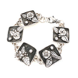 Argentium 5 charm flora and light bracelet with clear cz