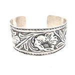 Sterling Tooled Leather Cuff Bracelet