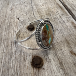 Chisholm Trail Designs Argentium Silver, One of a Kind Royston Ribbon Turquoise Southwestern Cuff Bracelet