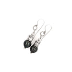 Argentium Silver 10mm Tahitian Pearl Dangle Earrings with Hammered End cap