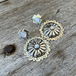 Sterling Silver Concho Earrings with Bezel Set Mother of Pearl