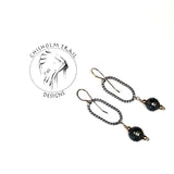 Argentium Oval Twist Dangle Earrings with 10mm Tahitian Pearl and 14 G/F Rondelles