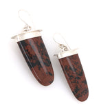 Chisholm Trail Designs Oblong Mahogany Obsidian Dangle Earrings made in Argentium and Sterling silver
