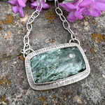 Argentium Silver Seraphinite Angel Stone Necklace with inset Faceted CZ