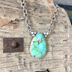 Chisholm Trail Designs Turquoise Teardrop Necklace Accented with Clear Cubic Zirconia