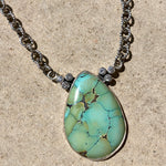Chisholm Trail Designs Turquoise Teardrop Necklace Accented with Clear Cubic Zirconia
