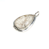 Rutilated Quartz Pendant, Teardrop Shape with Gold Inclusions